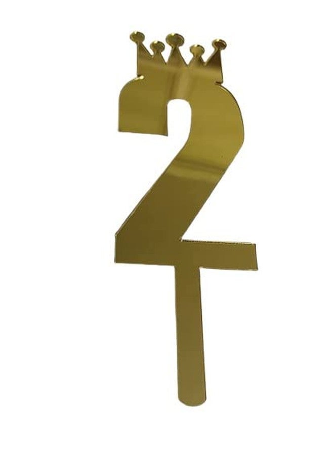 MOREL Gold Color Number 2 Cake Topper with Happy Birthday Topper for Birthday Decorate Kids Cake Flags for Girl/Boys/Kids. - Image 3